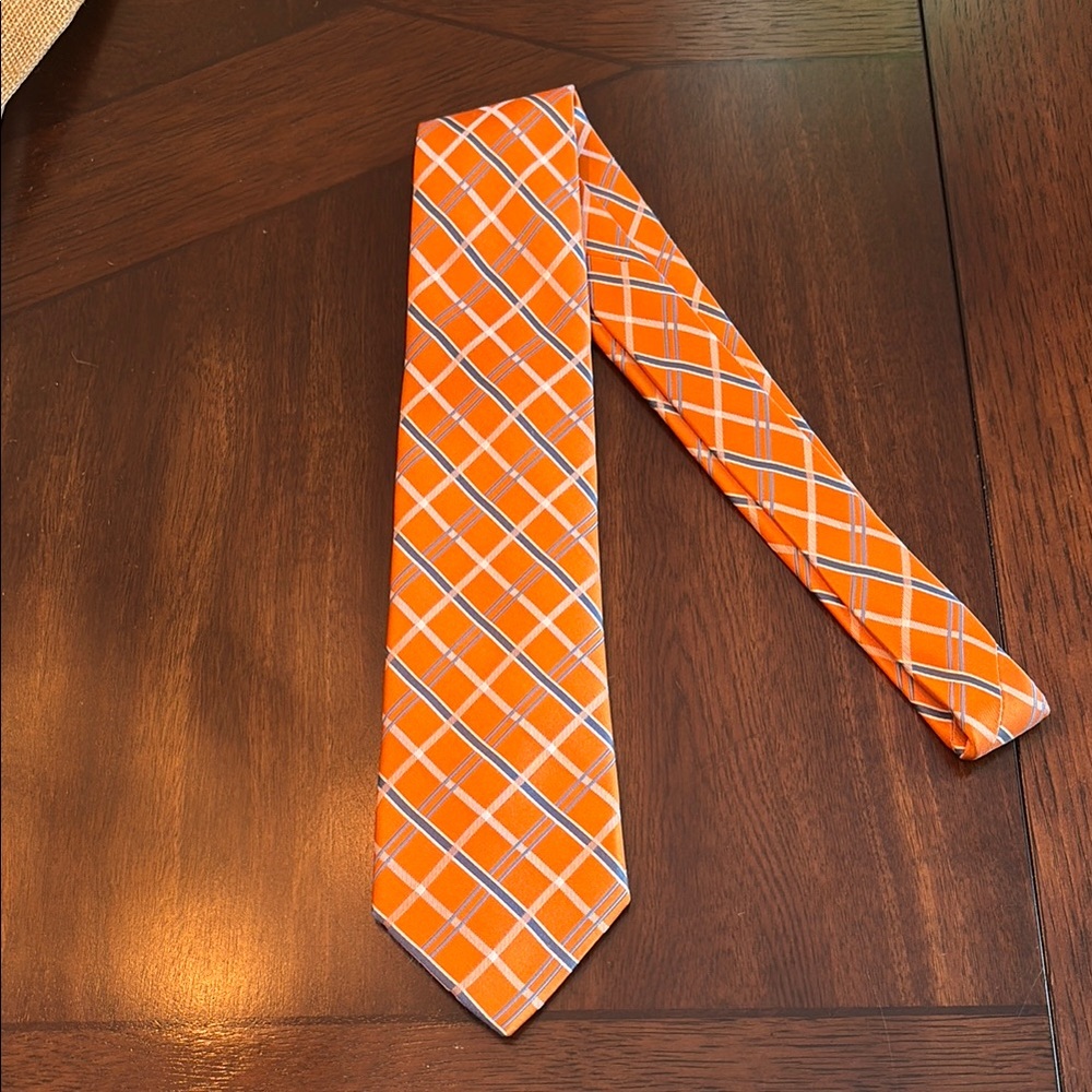 Saddlebred Orange and Blue Tie with Lattice Pattern